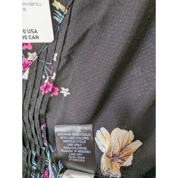 Torrid Womens Black Pink Floral Babydoll Top Flutter Sleeves Side Ties Size 1X - Picture 6 of 8